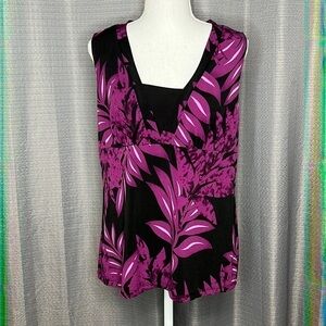 JK LA CALIFORNIA PURPLE AND BLACK SLEEVELESS TANK TOP BLOUSE large